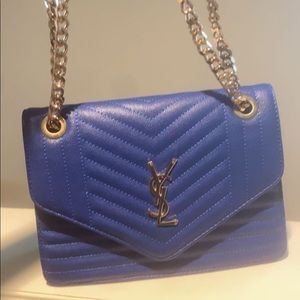 Blue YSL Chain Crossbody Bag